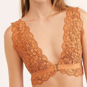 NWT Free People We Are Hah Got Ur Back Bra Size S in Brown Sugar Lace Adjustable